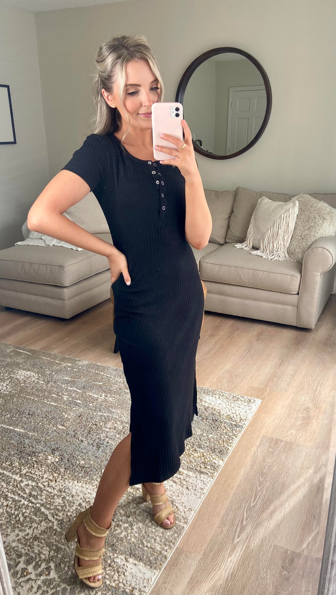 Henley Ribbed Midi Dress – Mabel & Lou Boutique