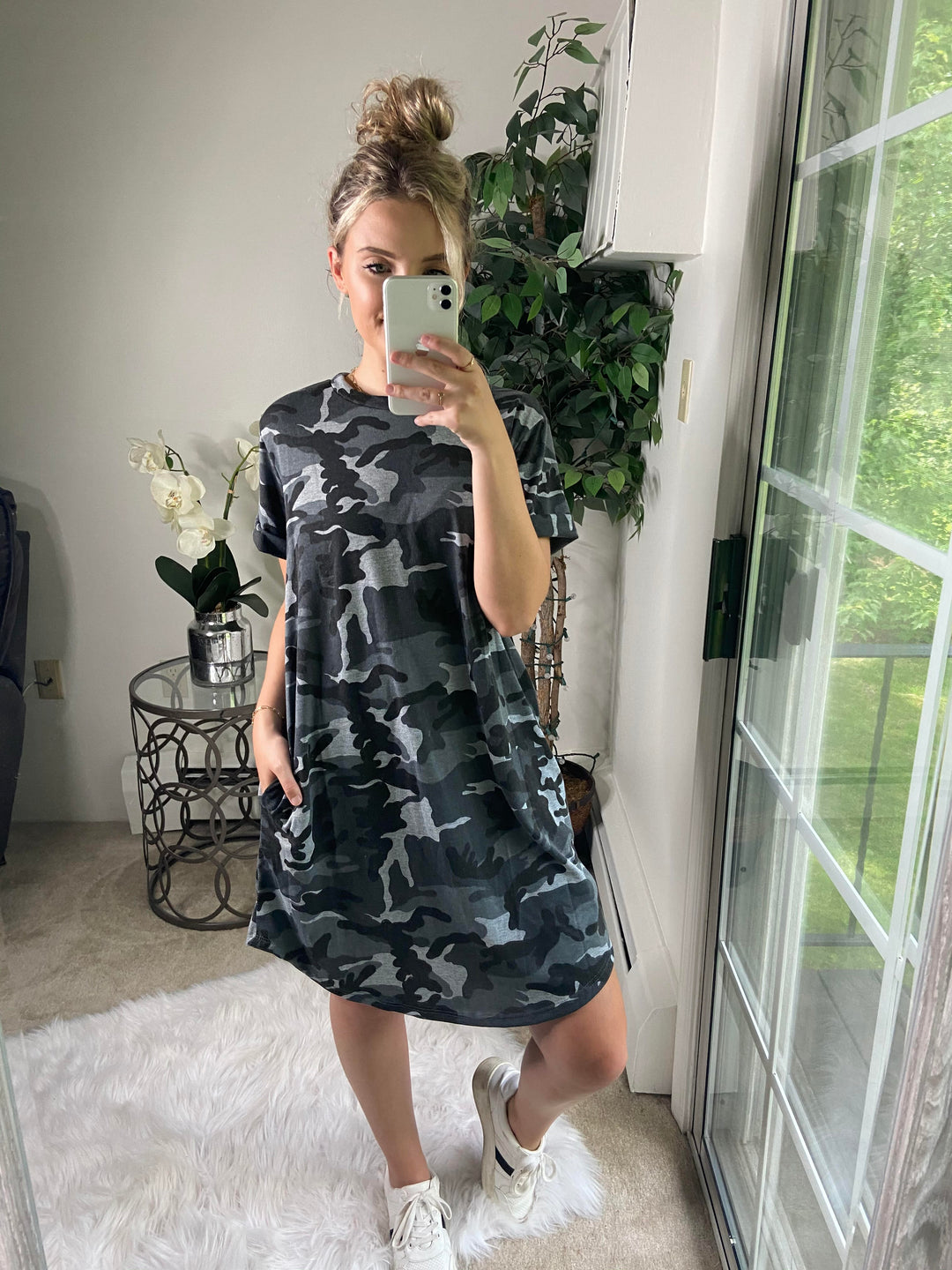 Grey Camo T-Shirt Dress Mabel & Lou Boutique Grey Camo T-Shirt Dress Mabel & Lou Boutique